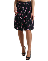 Dolce & Gabbana Black Rose High Waist A-line Knee Length Skirt -   -  Dolce & Gabbana.